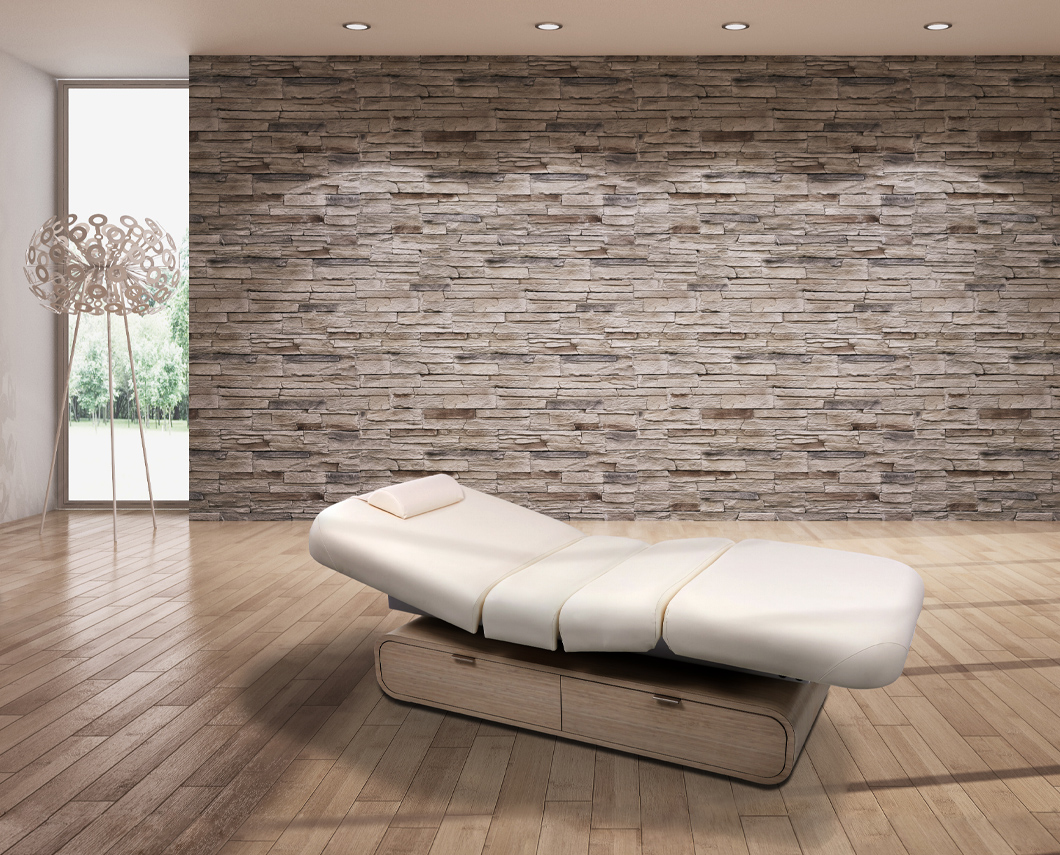 A treatment couch in a room